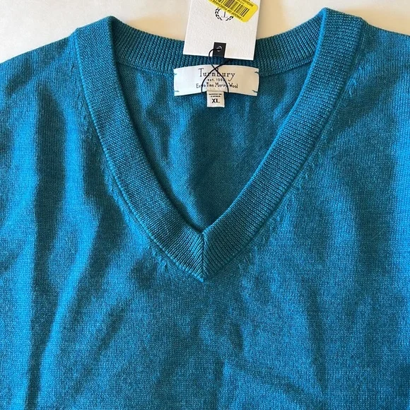 Turnbury Sweater Vest Wool Dark Turquoise Vest New - Picture 10 of 10